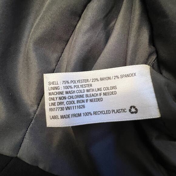 MERONA Black Button Up Blazer Striped Cuffs Size 14 - Picture 10 of 14